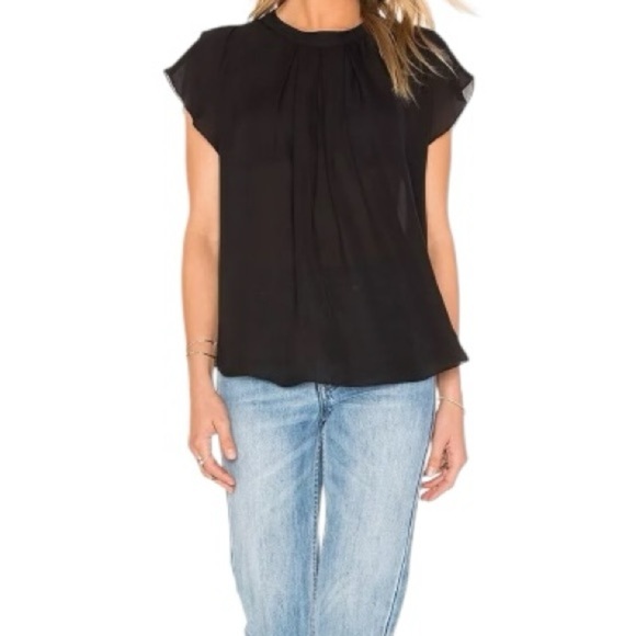 L' Agence Black Short Sleeve Round Neck Blouse Size L - Picture 1 of 13